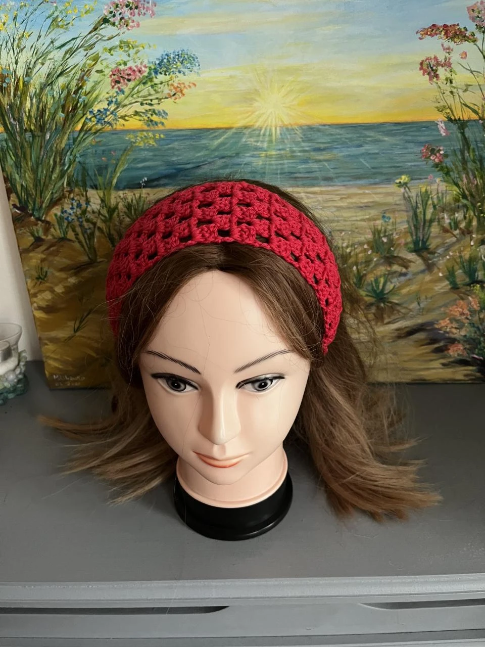 Bandeau Serre tête Headband Stirnband Hoofdband Venda Coton Rouge Taille unique – photo 3